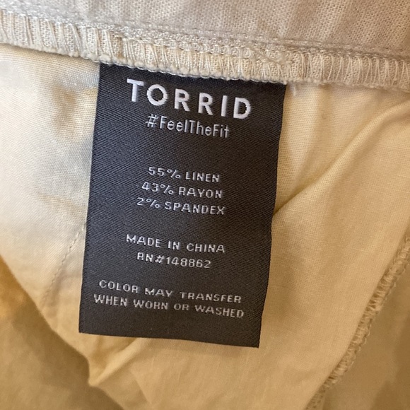 TORRID Crop Pull-On Wide Leg Linen Blend High-Rise Pant Khaki Size 2X - Picture 7 of 12